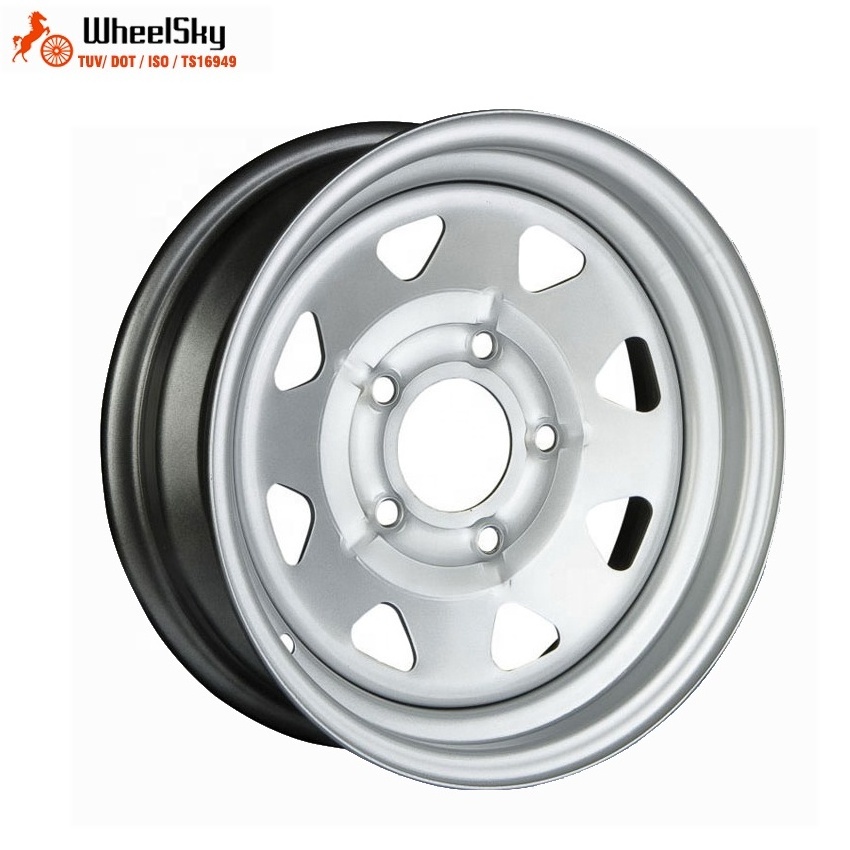 Wheelsky factory direct popular 15x8j 5x114.3 steel rims white modular off road 15 inches steel wheels