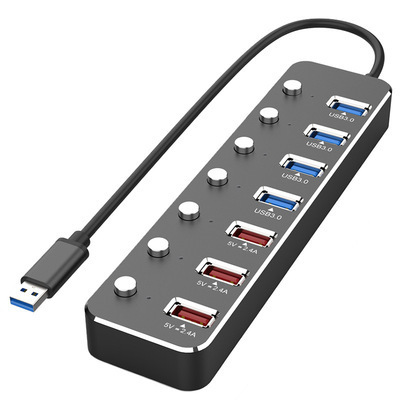 Wholesale direct supply 7 port usb 3.0 hub hub independent switch usb hub extension splitter one for seven