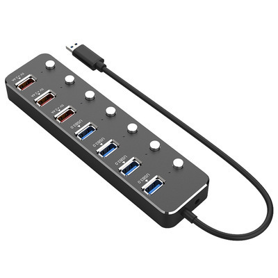 Wholesale direct supply 7 port usb 3.0 hub hub independent switch usb hub extension splitter one for seven