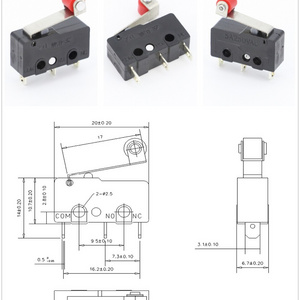 10PCS Hot sale Mini Micro Switch 3Pin With Roller Limit Switch-L 3Pin PCB Mount Hinge lever Subminiature Basic Limit Switch