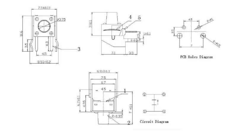 Touch button 4.5*4.5 patch 2*4 switch 3*6 height can be customized four-foot SMD touch switch 6*6