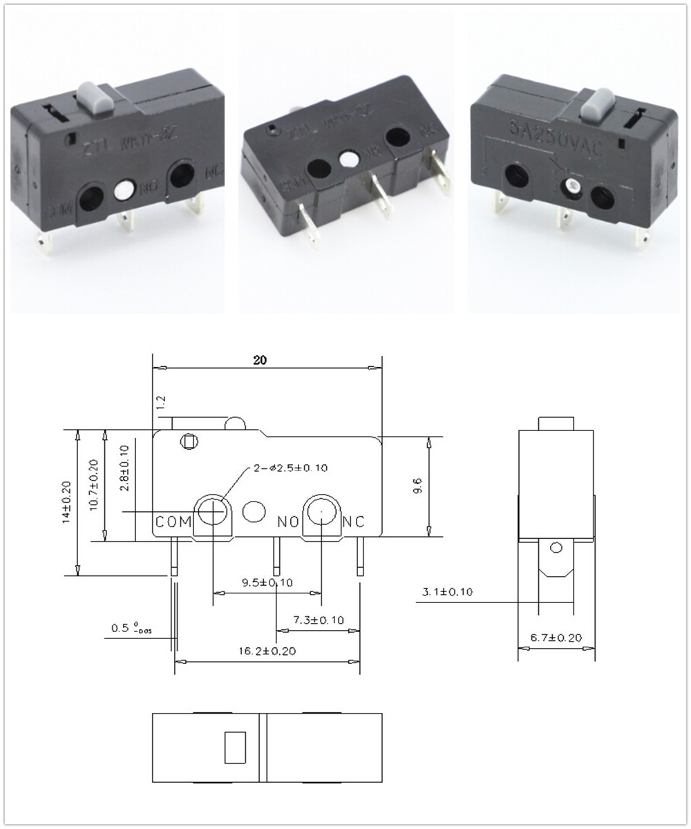 10PCS Hot sale Mini Micro Switch 3Pin With Roller Limit Switch-L 3Pin PCB Mount Hinge lever Subminiature Basic Limit Switch