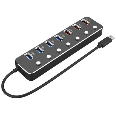 Wholesale direct supply 7 port usb 3.0 hub hub independent switch usb hub extension splitter one for seven