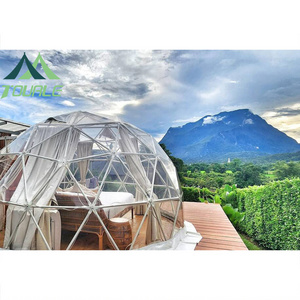 Glamping transparent dome tent 6M geodesic dome with solar fan dome tents for resorts hotel