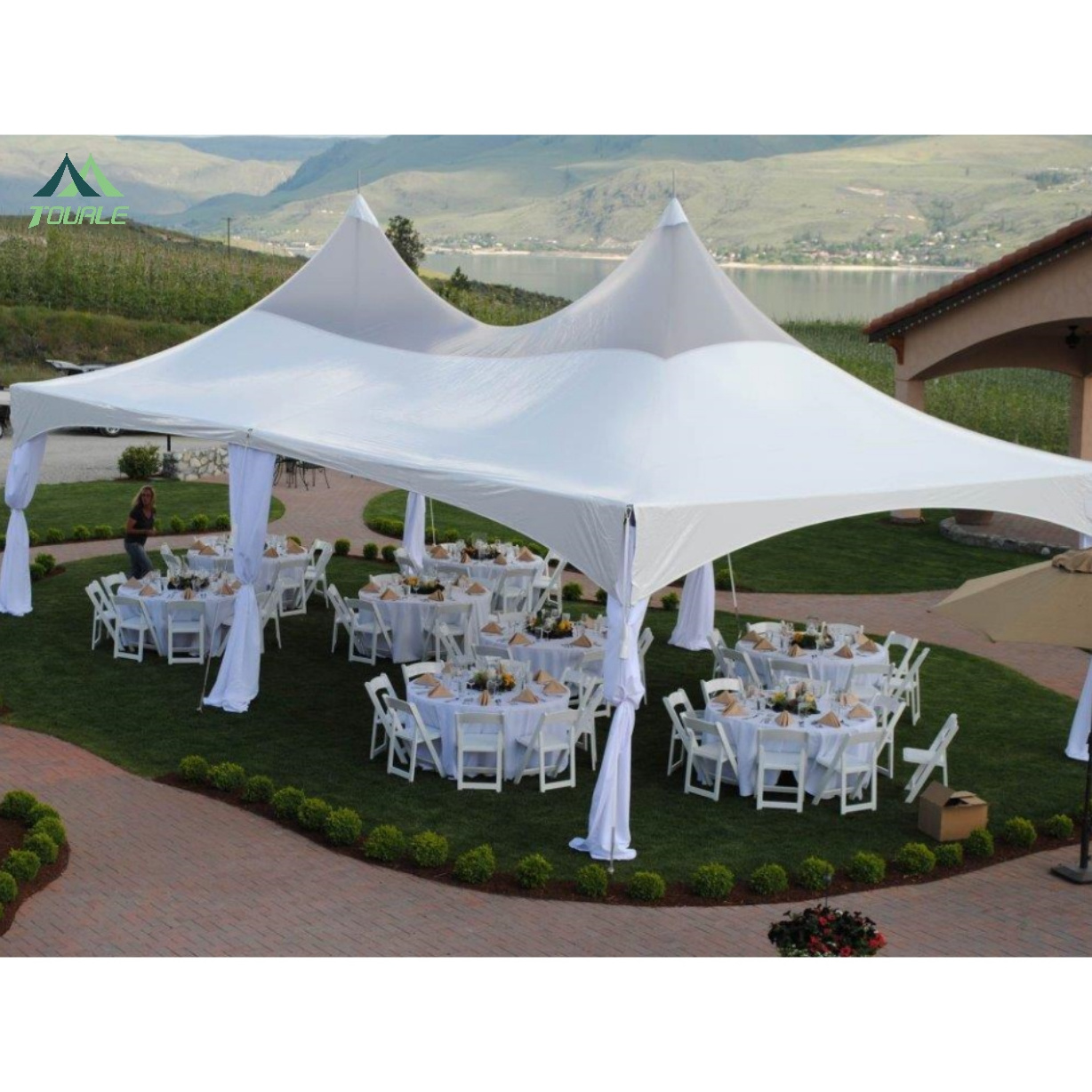 20x20/20x40' High Peak Frame Tent with Walls aluminum frame cross cable tent