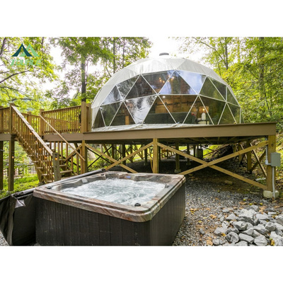 6m 7m 8m Diameter Outdoor Resort Hotel House Glamping Hotel Geodesic Luxury Igloo Dome Tent Kit With Bathroom