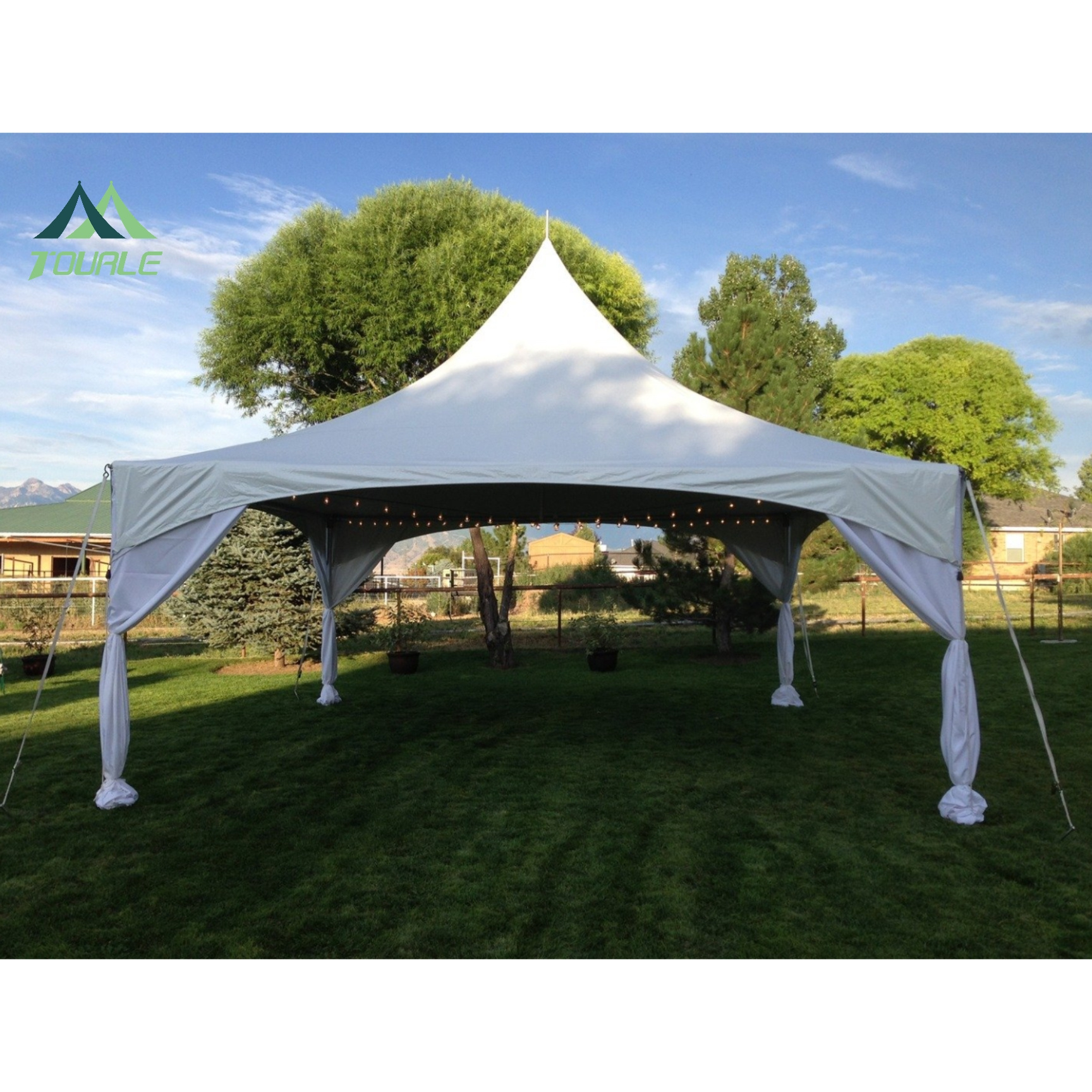 20x20/20x40' High Peak Frame Tent with Walls aluminum frame cross cable tent