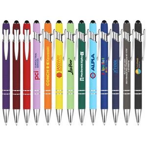 Aluminum Ballpoint Pen With Soft Rubber Touch Screens Cheap Custom Logo For Mobile Phone Ball Pen with logo