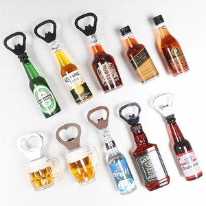 Wholesale fashion 3D Home Decorations Fridge Magnet Refrigerator Sticker Custom Stainless Steel Zinc Alloy Beer Bottle Opener