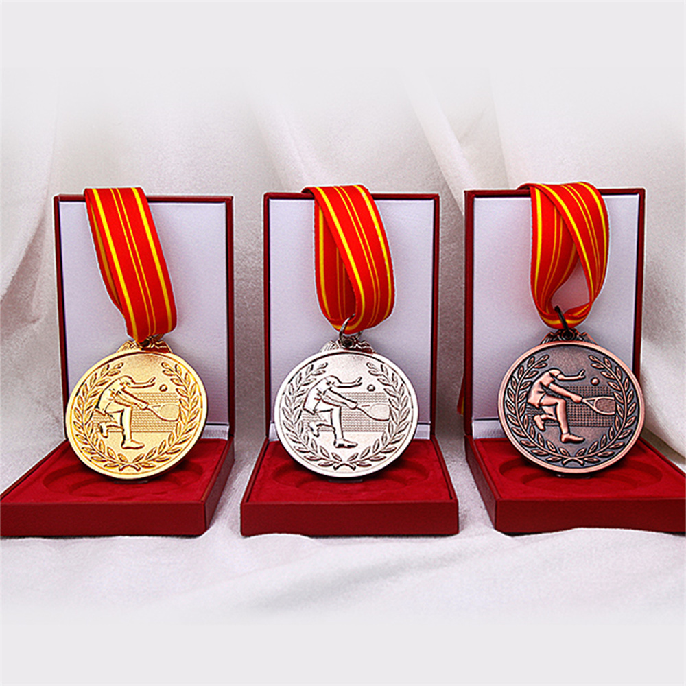 Customized With Ribbon Box Logo Gold Silver Copper Medals Metal Blank Sports Custom Medal