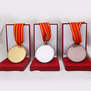 Customized With Ribbon Box Logo Gold Silver Copper Medals Metal Blank Sports Custom Medal