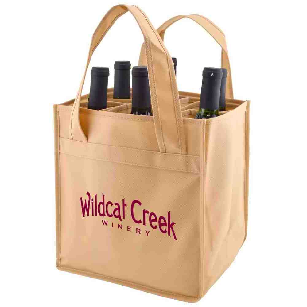 Red Non Woven Fabric 2/4/6 Bottle Wine Gift Tote Bag, Handle Style Wine Beer Carry Suit Bag With Custom Logo