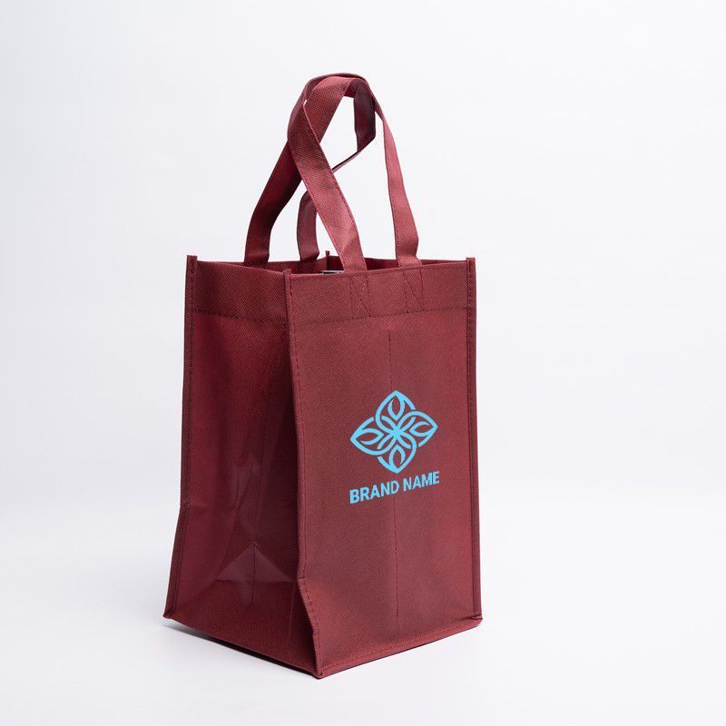 Red Non Woven Fabric 2/4/6 Bottle Wine Gift Tote Bag, Handle Style Wine Beer Carry Suit Bag With Custom Logo