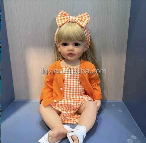 Reborn Baby Dolls Girl 55cm Full Body Vinyl Washable Realistic Long haired girl accompanies Newborn Baby Dolls