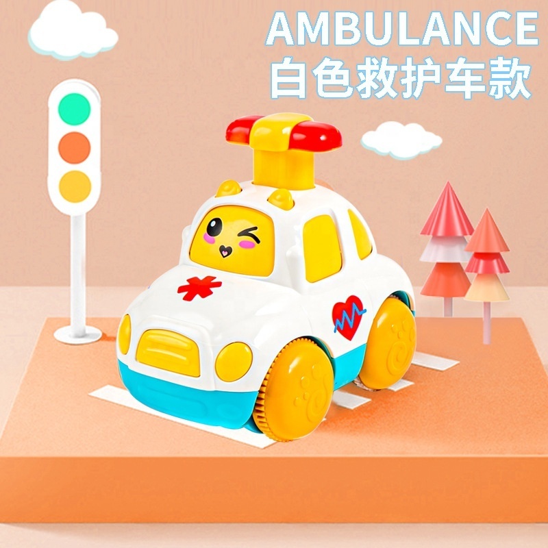 Press type police car small car children's cartoon ambulance boy fire truck floor stand toy car wholesale ambulance toys