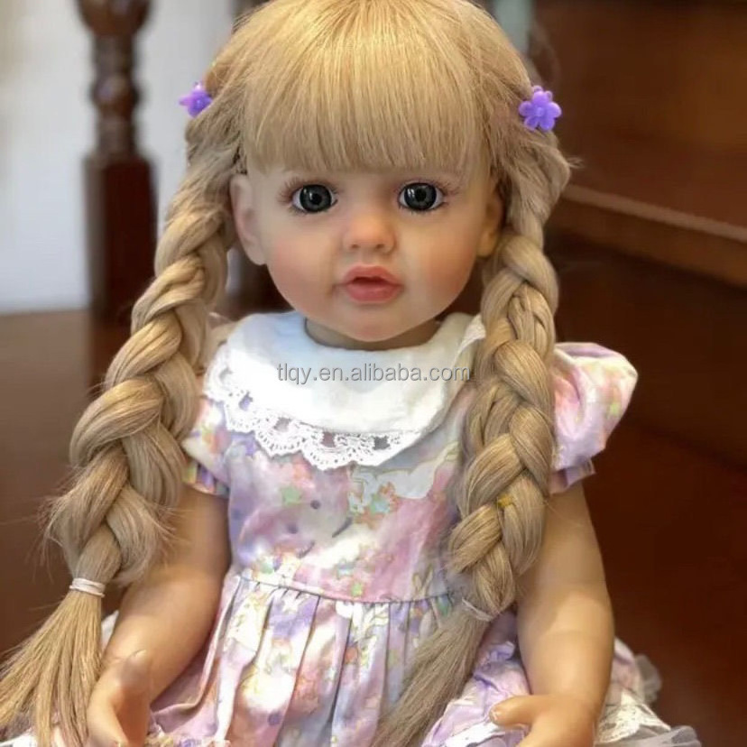 Reborn Baby Dolls Girl 55cm Full Body Vinyl Washable Realistic Long haired girl accompanies Newborn Baby Dolls