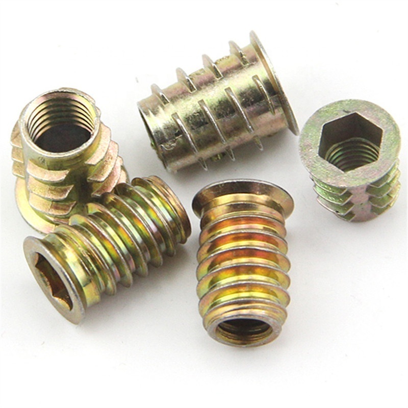 Threaded Inserts for Wood Nutsert Zinc Plated Carbon Steel Hex Socket Drive Furniture Screw-in Nut