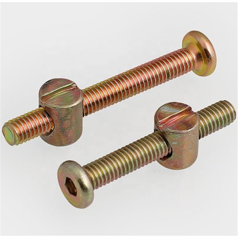 Heavy-Duty Cross dowel barrel Nuts and Bolts for Trestle Table slotted furniture barrel nuts