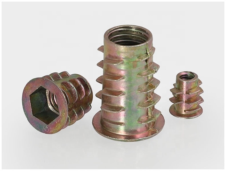 Threaded Inserts for Wood Nutsert Zinc Plated Carbon Steel Hex Socket Drive Furniture Screw-in Nut