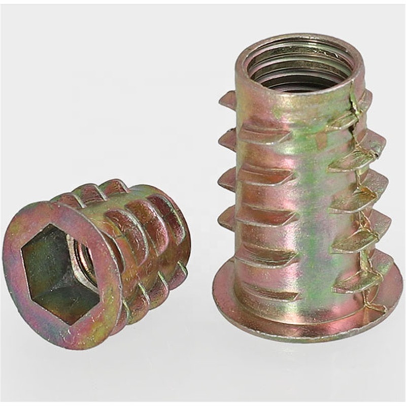 Threaded Inserts for Wood Nutsert Zinc Plated Carbon Steel Hex Socket Drive Furniture Screw-in Nut