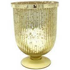 Ribbed Mercury Glass Decorative Votive Gold and Silver Mosaic Glass Candle Holder