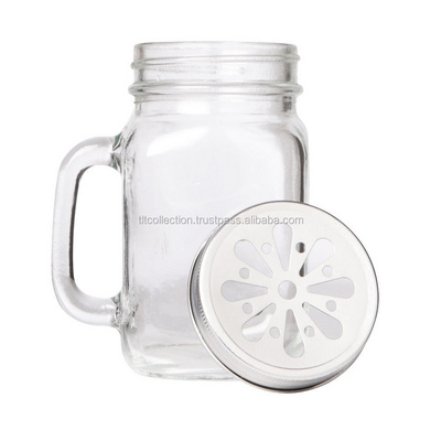 Glass mason jar / Lime Drinking jar / jars with handle