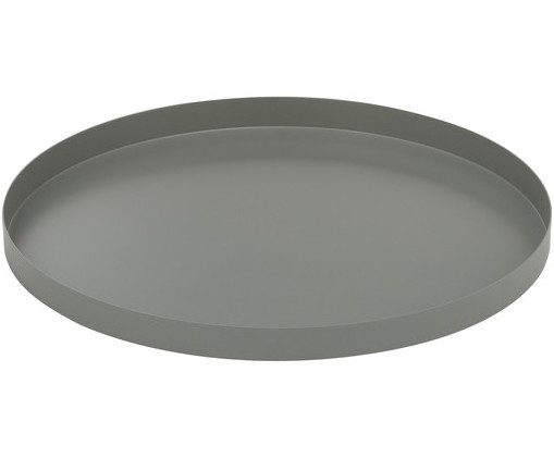 Grey Round Serving Metal Tray