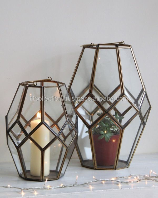 Lanterns Candle, Decorative Small Outdoor Metal Candle Lanterns Lantern with Glass Candle Holder