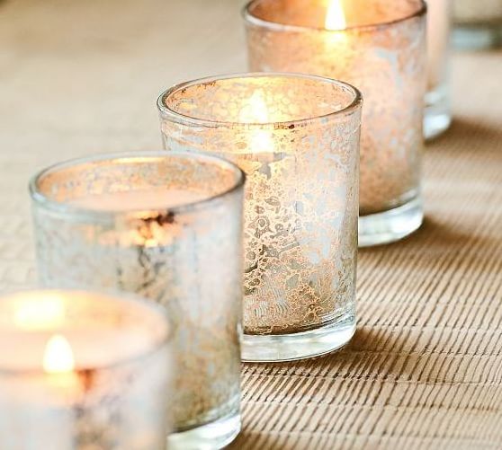 Round Mercury Glass Votive Candle Holders 2