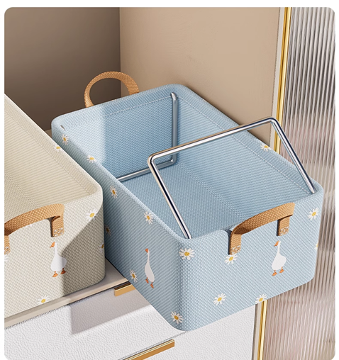 wholesale & customized cationic fabric foldable wardrobe storage box T-shirt drawer storage organizer box with steel frame