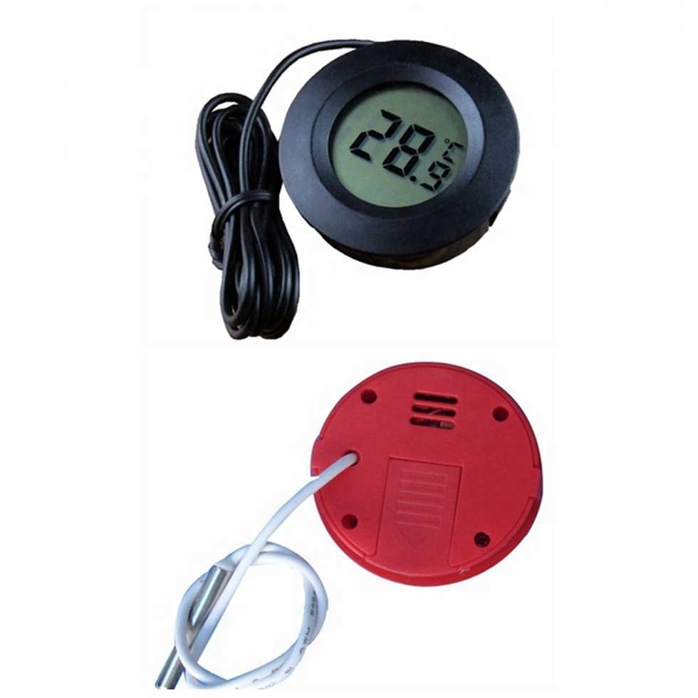 Round Shape Digital Thermometer with External Sensor for Egg Incubator, Reptile in ABS Plastic Material