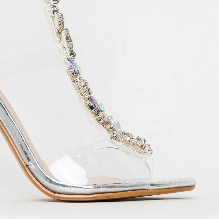 Customize Clear PVC Crystal Heels Women Sandals Shoes