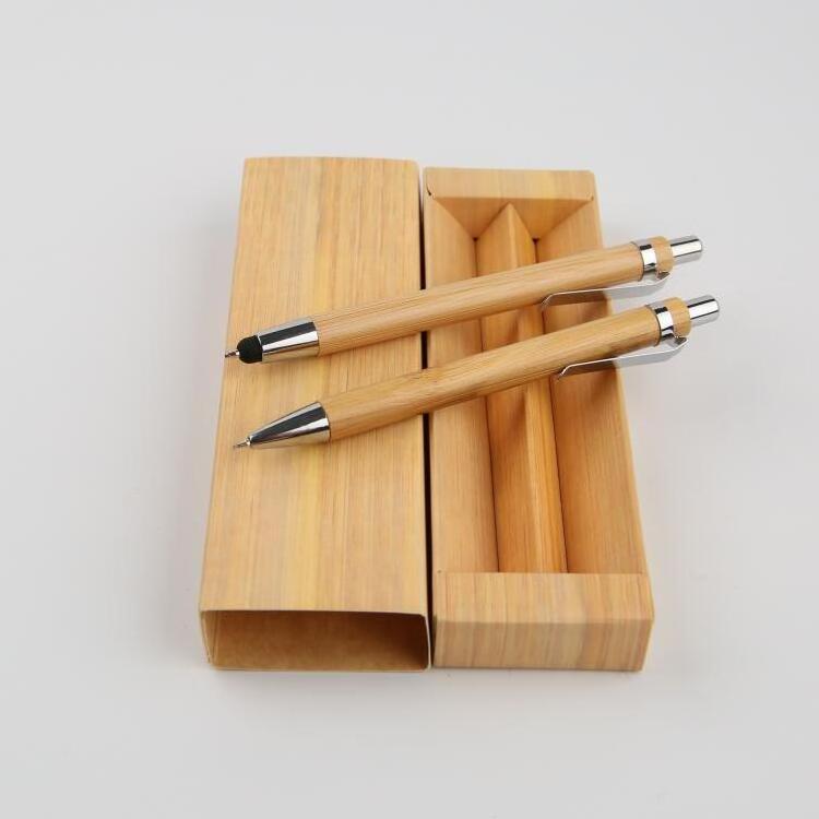 Bamboo Ball Pen and Pencil Gift Sets Business Pen Set in Paper Gift Box