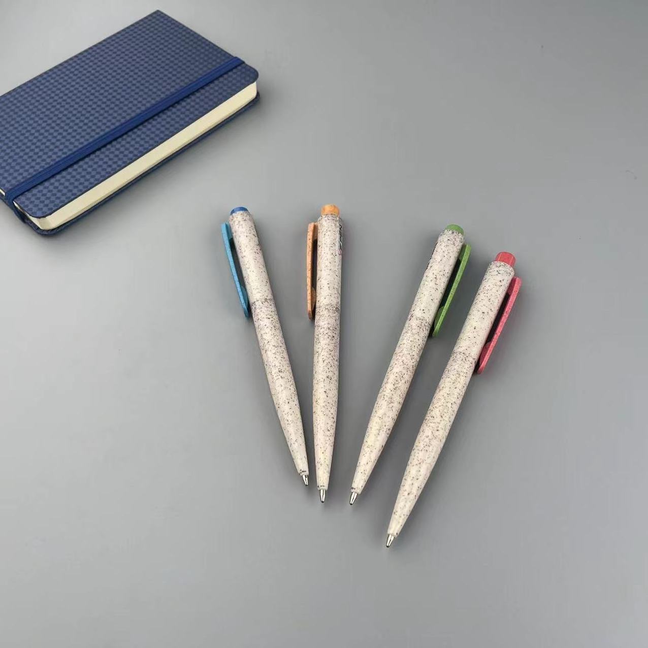 Wholesale Wide Clip Retractable Wheat Straw Ball Point Pen