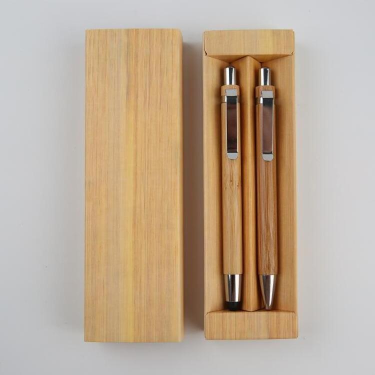 Bamboo Ball Pen and Pencil Gift Sets Business Pen Set in Paper Gift Box