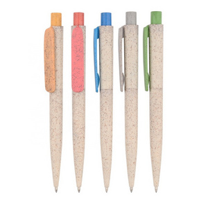 Wholesale Wide Clip Retractable Wheat Straw Ball Point Pen