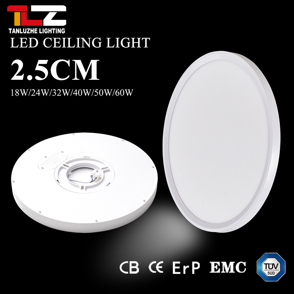 Easy Install Flush Mount White Black Round Panel Lamp Kitchen Bedroom Hallway Dimmable 18W 24W 36W LED Ultra Thin Ceiling Light