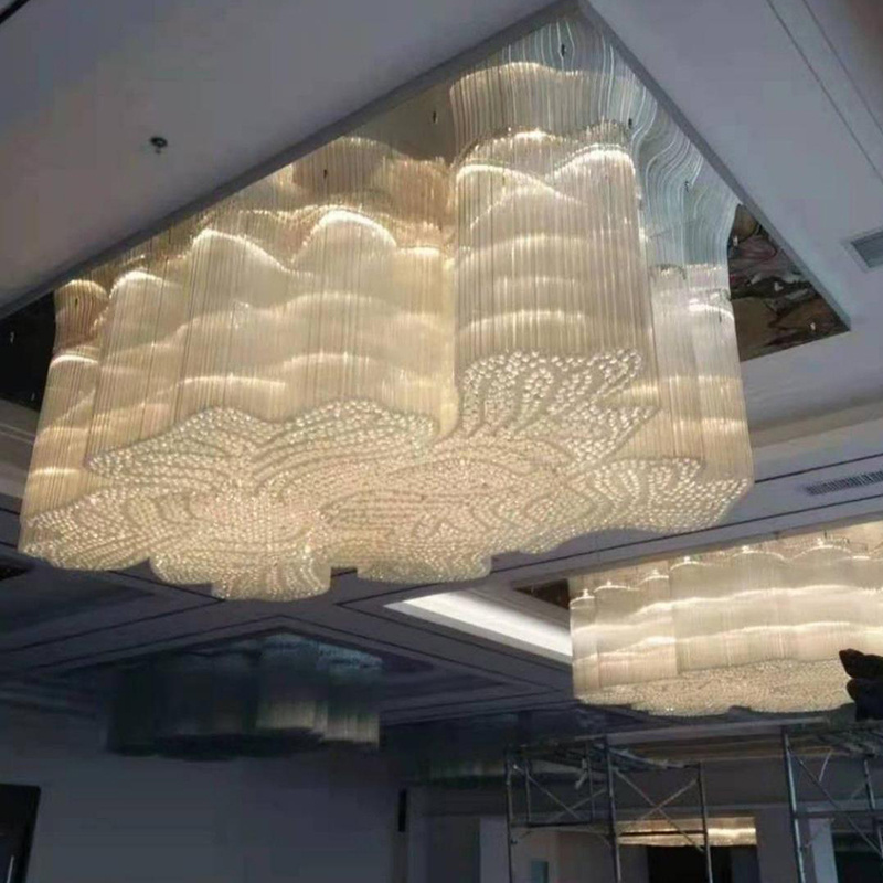 Large Project Engineering Wedding Banquet Hall Pendant Light Restaurant Hotel Lobby Villa Big Customized LED Crystal Chandelier