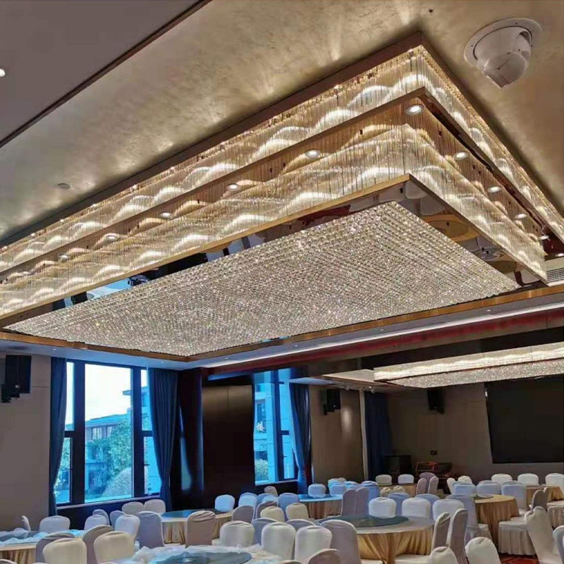 Large Project Engineering Wedding Banquet Hall Pendant Light Restaurant Hotel Lobby Villa Big Customized LED Crystal Chandelier