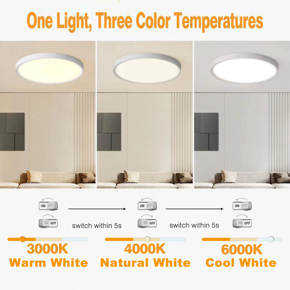 Hot Selling Indoor Lighting 30W 40W 50W Round White Black Ceiling Light Flush Mount LED Ceiling Panel Light