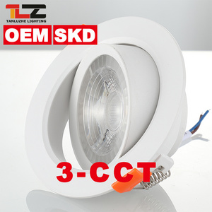 Factory price SKD OEM high lumen 3W 5W 7W 9W 3-CCT DOB plastic round square adjustable embedded spotlight recessed led downlight