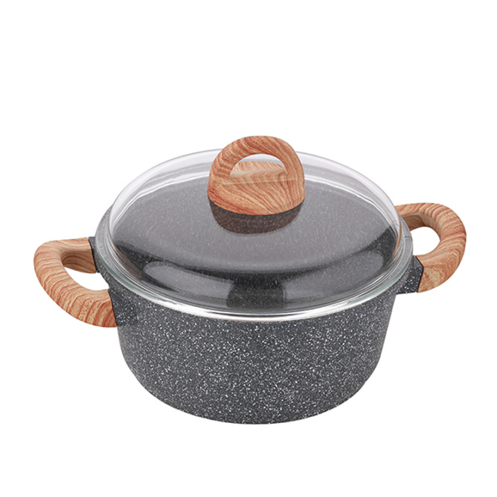 Hot Selling Round Shape Induction Non Stick Aluminium Granite Casserole Pot