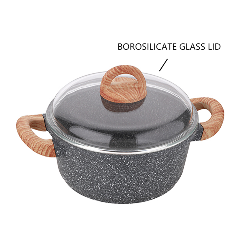 Hot Selling Round Shape Induction Non Stick Aluminium Granite Casserole Pot