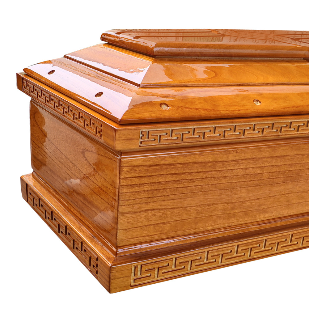 Wholesale of high-quality European style solid wood paulownia funeral coffins