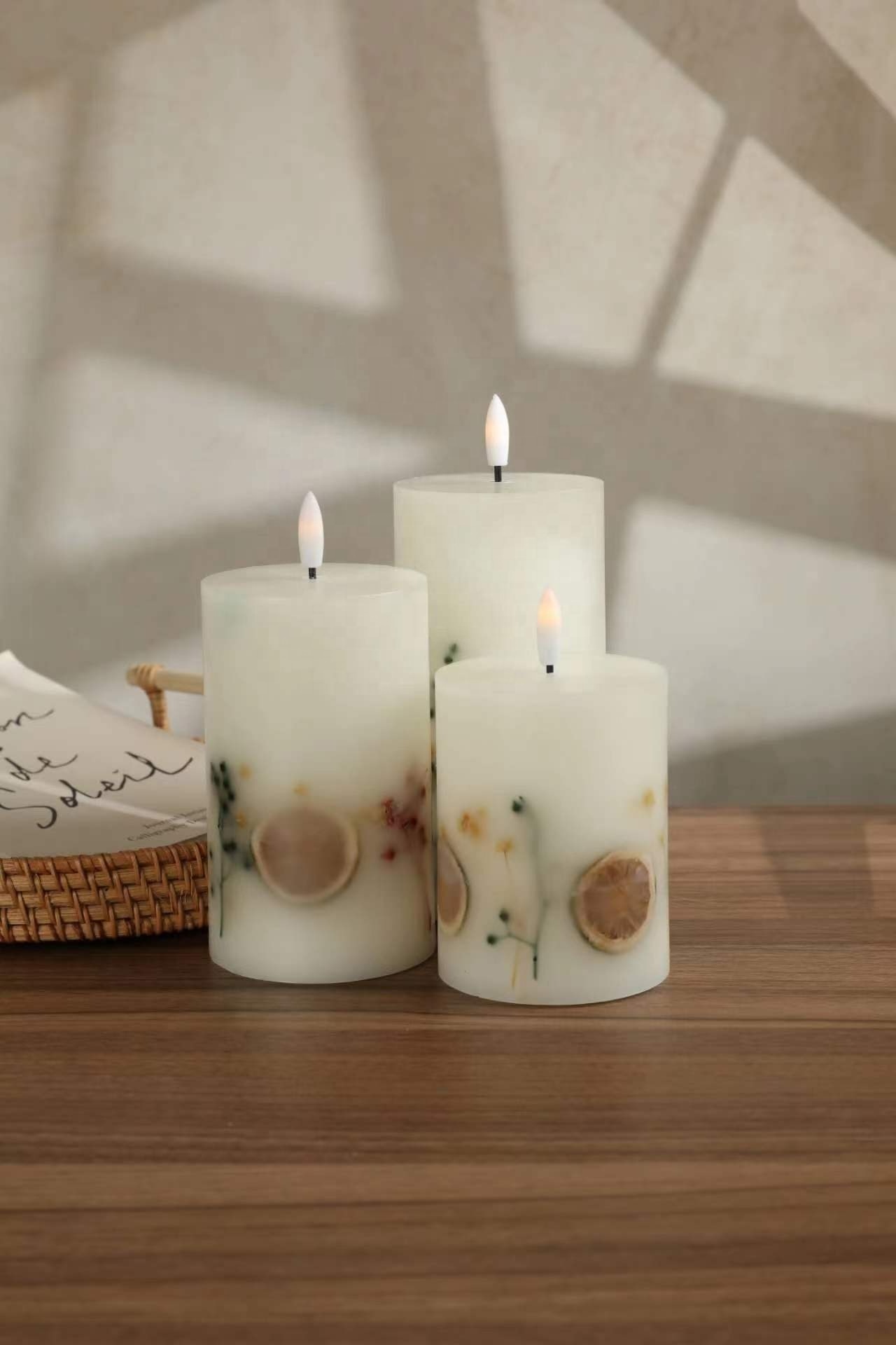 Customizable Flameless LED Candles with Floral Pattern for Home Decoration and Gifts for Weddings Halloween New Year