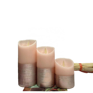 Wholesale Moving Wick Pink LED Candle with Timing holiday smooth led flickering candles  home decoration