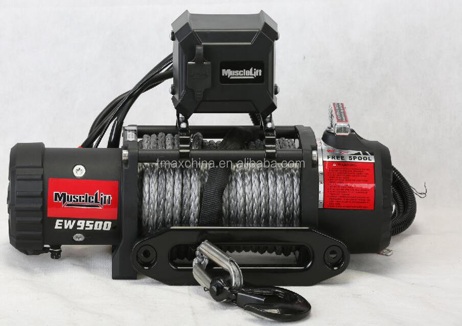 T-MAX Musclelift Electric Waterproof 9500 lb Winch with Synthetic Rope