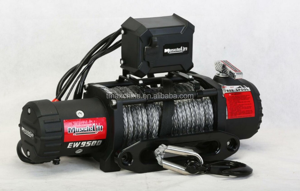 T-MAX Musclelift Electric Waterproof 9500 lb Winch with Synthetic Rope