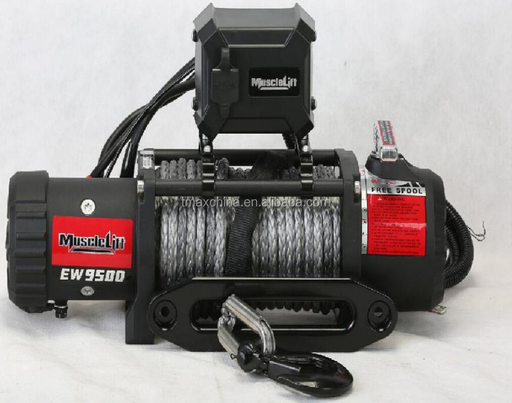 T-MAX Musclelift Electric Waterproof 9500 lb Winch with Synthetic Rope