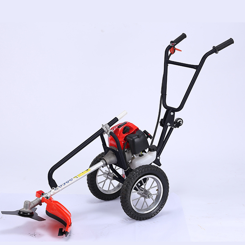 65cc high-power gasoline manual grass trimmer garden weeding machine with 2 wheels hand push brush cutter